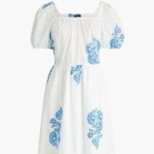 J.Crew blue & white poplin tiered midi dress XS